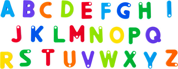Fototapete - Digital png illustration of colourful letters of alphabet on transparent background