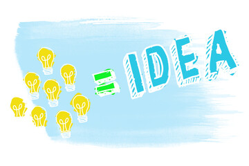 Poster - Digital png illustration of idea text with light bulbs on transparent background
