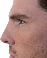 Poster - Digital png illustration of profile of man face on transparent background