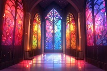 A Colorful Stained Glass Windows In A Church