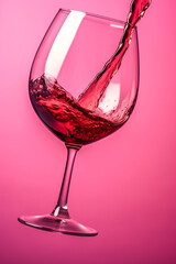 red liquid wine glass holiday party background gradient alcohol drink closeup. Generative AI.