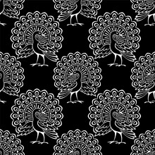 Seamless Traditional Asian Peacock Wallpaper Pattern