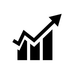 Aufkleber - Rapidly increasing bar graph silhouette icon. Vector.
