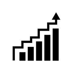 Aufkleber - Stairway rising bar graph silhouette icon. Vector.
