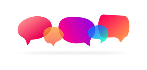 Poster - Speech bubble. Flat, colored, bright bubble speech, beautiful multi-colored bubble speech, discussion. Vector illustration