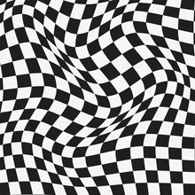 Abstract Seamless Black White Checkered Wave Pattern Vector.