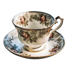 Bone China Teacup. Isolated Object, Transparent Background