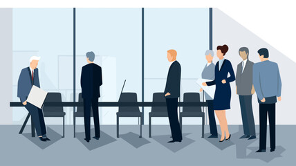 Conceptual vector illustration of a meeting scene at a company.