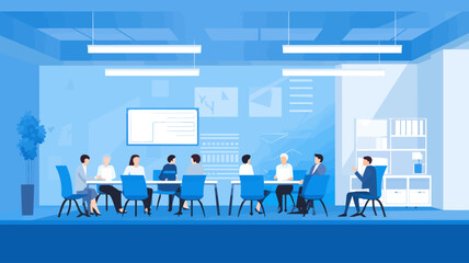 Conceptual vector illustration of a meeting scene at a company.