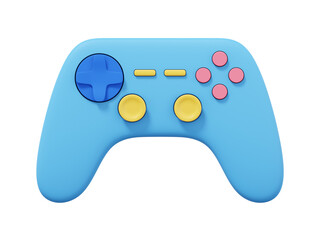Poster - Realistic console game controller. Multicolored isolated icon on white background. 3D rendering.