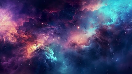 Wall Mural - nebula galaxy background with purple blue outer space. cosmos clouds and beautiful universe night st