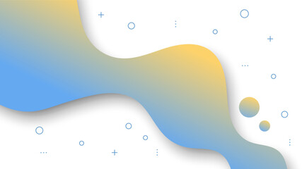 Wall Mural - Modern Abstract Background with Motion Fluid Liquid Waves Retro Memphis and Blue Orange White Gradient Color
