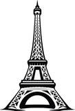 Fototapeta Boho - Eiffel Tower Logo Monochrome Design Style