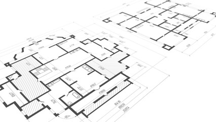 House plan project .Architectural plan .Engineering design .Industrial construction of houses .illustration.