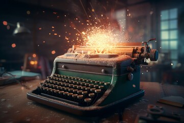 Poster - Old typewriter magical. Generate Ai