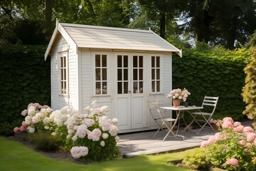 Patio garden shed. Generate Ai