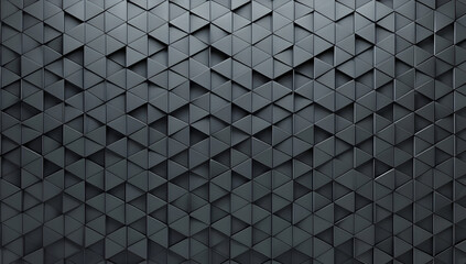 Polished, Semigloss Wall background with tiles. Triangular, tile Wallpaper with 3D, Black blocks. 3D Render- Ai generative