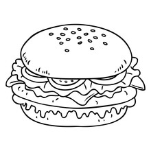 Burger Outline Vector Illustration