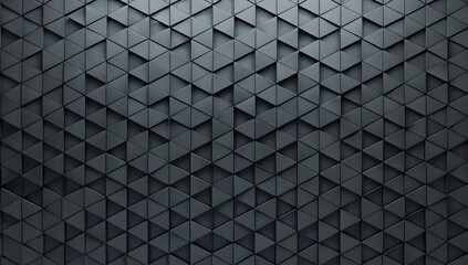 polished, semigloss wall background with tiles. triangular, tile wallpaper with 3d, black blocks. 3d