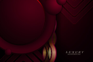 Wall Mural - Red dark design, round frame, silhouette of arrows, wavy pattern
