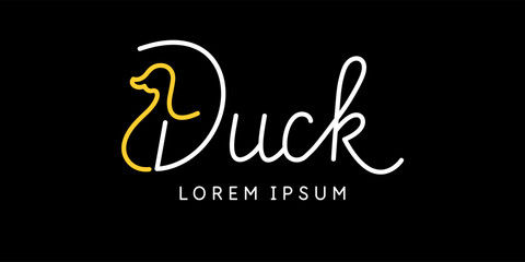 Poster - Minimalistic and stylish Duck emblem. Modern printing house. Illustration with text in a fashionable simple style.
