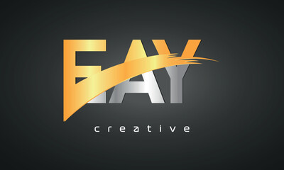 EAY Letters Logo Design with Creative Intersected and Cutted golden color