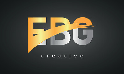 EBG Letters Logo Design with Creative Intersected and Cutted golden color