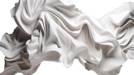White crinkled fabric on a transparent background. Generative AI.