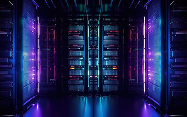 Wall Mural - computer server room,created with generative ai tecnology.