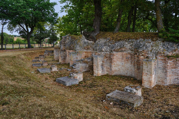 Wall Mural - View of the ancient roman's amphitheater of Urbisaglia's village in the Marche region of Italy