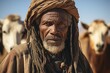 Portrait of people living in Africa, Namibia, dry desert, cows, tribal living, made with Generative AI