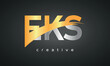 EKS Letters Logo Design with Creative Intersected and Cutted golden color