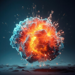 Canvas Print - Explosion flame background,created with generative ai tecnology.