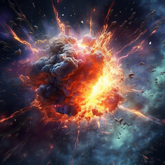 Canvas Print - Explosion flame background,created with generative ai tecnology.
