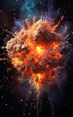 Canvas Print - Explosion flame background,created with generative ai tecnology.