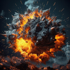 Canvas Print - Explosion flame background,created with generative ai tecnology.