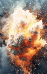 Canvas Print - Explosion flame background,created with generative ai tecnology.