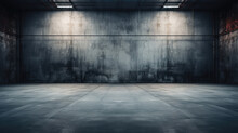 Concrete Floor Inside Industrial Building. Use As Large Factory, Warehouse, Storehouse, Hangar Or Plant. Modern Interior With Metal Wall And Steel Structure With Empty Space For Industry Background.