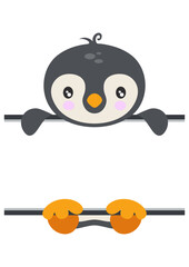 Poster - Cute penguin with blank signboard