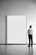 © maylim - ai generated illustration rear view of men looking at large blank poster