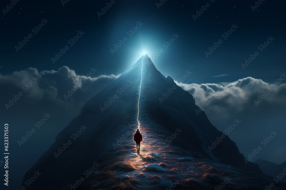 Prominence Path Path of person success on mountains. Mountain climbing progress route ...