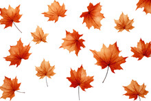 Maple Leaves Falling On Air On Transparent Background. Generative Ai