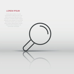 Fototapete - Loupe sign icon in flat style. Magnifier vector illustration on white isolated background. Search business concept.