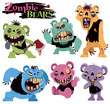 Vector illustration of Cartoon Set Teddy Zombie characters, Zombie Bear