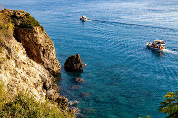 Rocky coast of Antalya, Turkey, in January