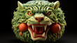 © Anchalee - Fruit and Vegetable carvings, Watermelon carving detail of tiger head, Display decoration for Hotel or Restaurant menu design,Generative Ai