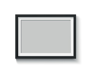 black blank photo frame set. vector empty pictures on wall. square and rectangle art gallery poster