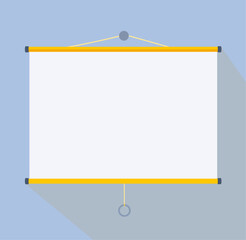 Screen projector or white slide board display. Flat cartoon style vector