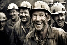 Happy Of Gold Mine Workers In Gold Mine. Generate Ai