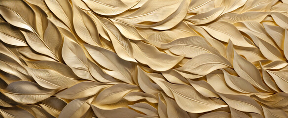 Wall Mural - A luxurious texture of leaves that looks like it was carved out of precious metals.